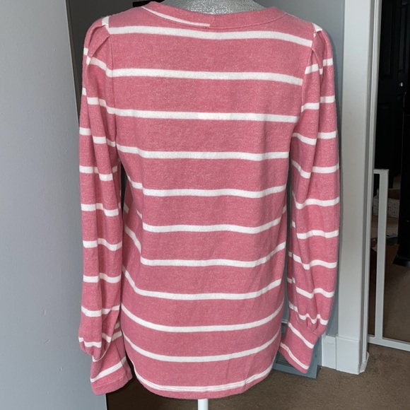 Puff Sleeve Pink Striped Top - Picture 3 of 3